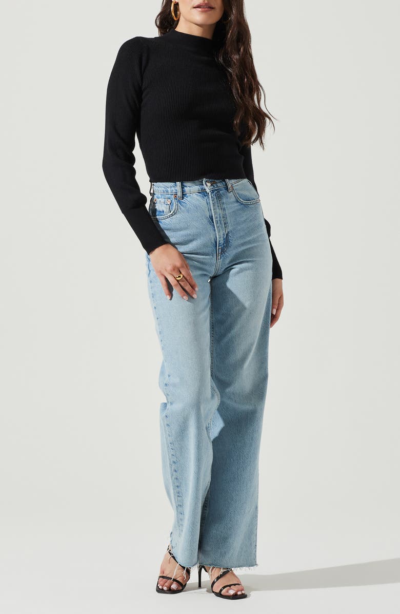 ASTR the Label Tie Back Mock Neck Sweater, Alternate, color, 