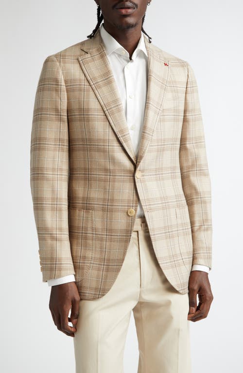 ISAIA Domenico Plaid Silk & Cashmere Sport Coat in Light Beige 