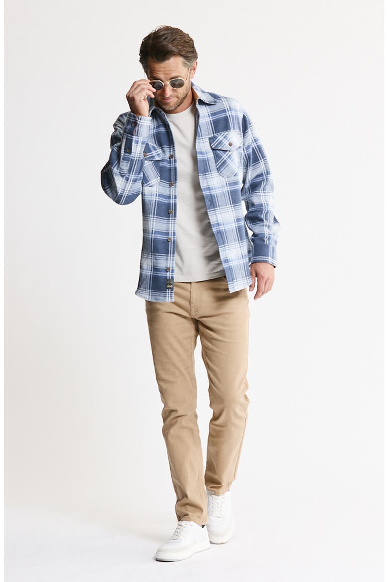 Plaid Long Sleeve Knit Flannel Button-Up Shirt, Alternate, color, BLUE WHITE PLAID