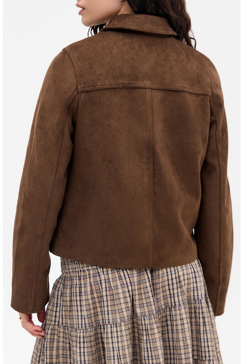 Faux Suede Zip Jacket, Alternate, color, BROWN