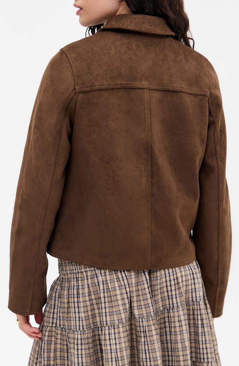 BDG Urban Outfitters Faux Suede Zip Jacket, Alternate, color, Brown