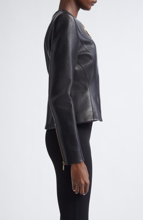 Balmain Lambskin Leather Basque Jacket In Black