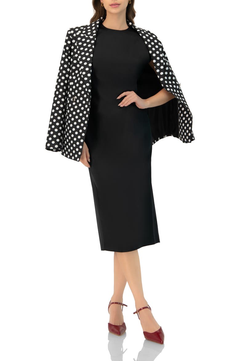 Double-Breasted Polka Dot Blazer, Alternate, color, Black