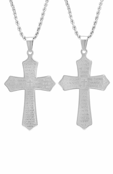 Stainless Steel Double Sided Prayer Cross Pendant