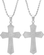 STEELTIME Stainless Steel Double Sided Prayer Cross Pendant