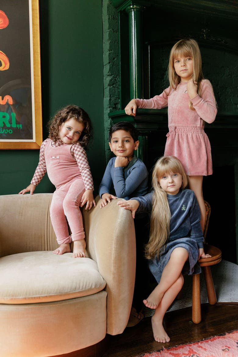Velour Plaid Bear Collection - Dress(Toddler, Little Kid & Big Kid), Alternate, color, Pink