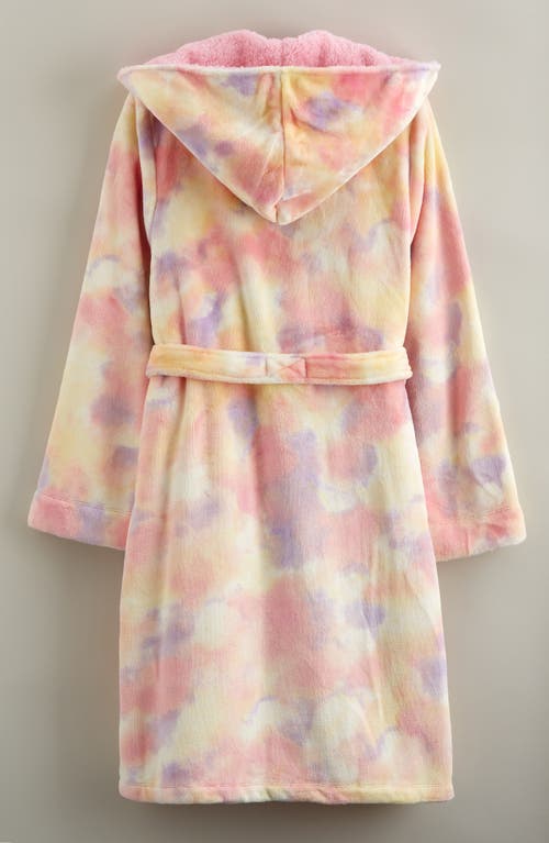 Nordstrom Kids' Print Fleece Hooded Robe In Pink