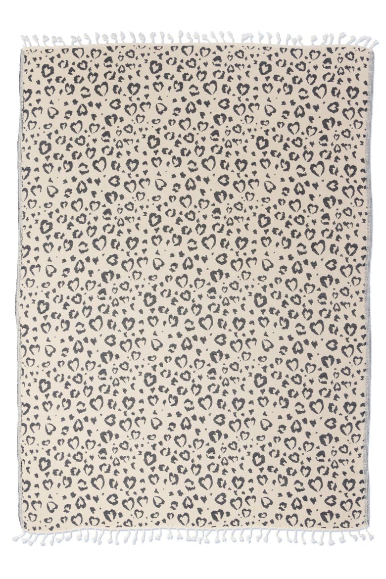 Leopard Heart Organic Cotton Medium Weight Throw Blanket, Alternate, color, Black