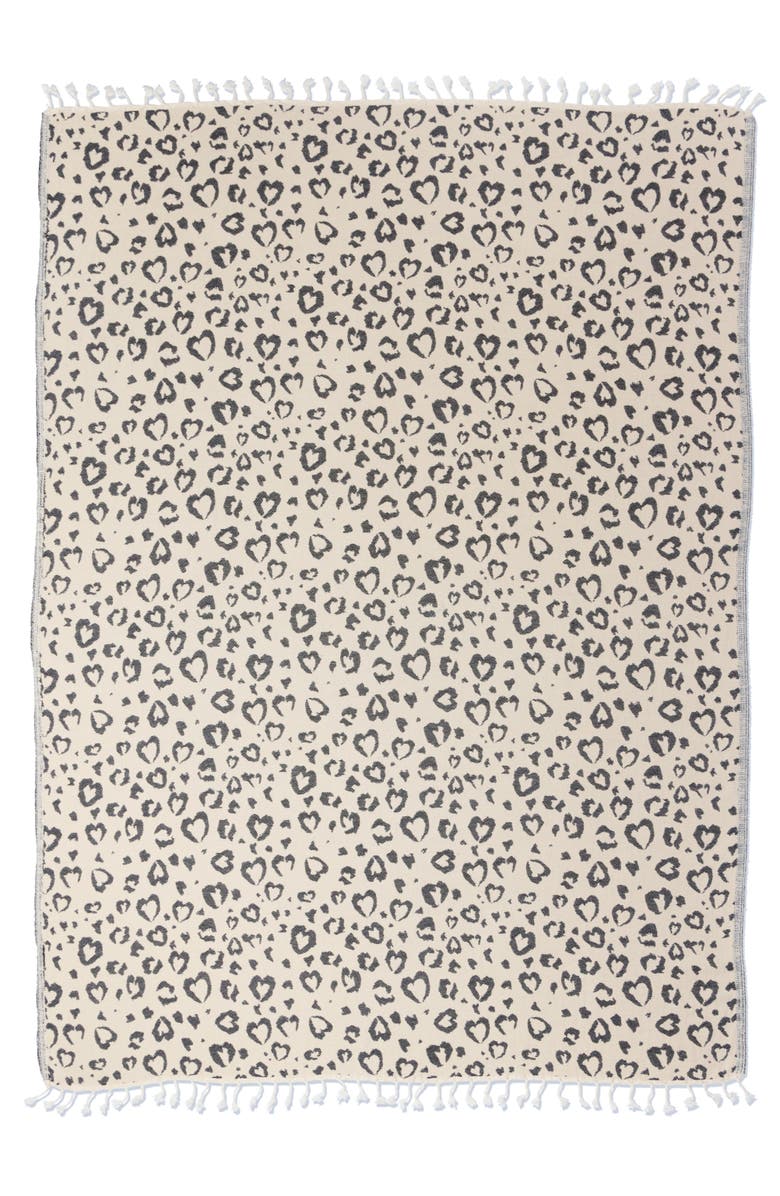 InfuseZen Leopard Heart Organic Cotton Medium Weight Throw Blanket, Alternate, color, Black