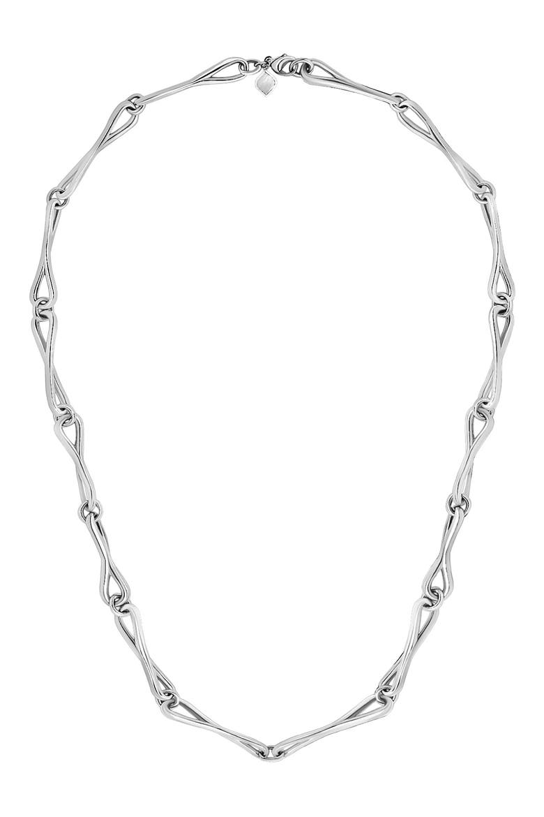 WaterDrop Link Necklace, Main, color, STERLING SILVER