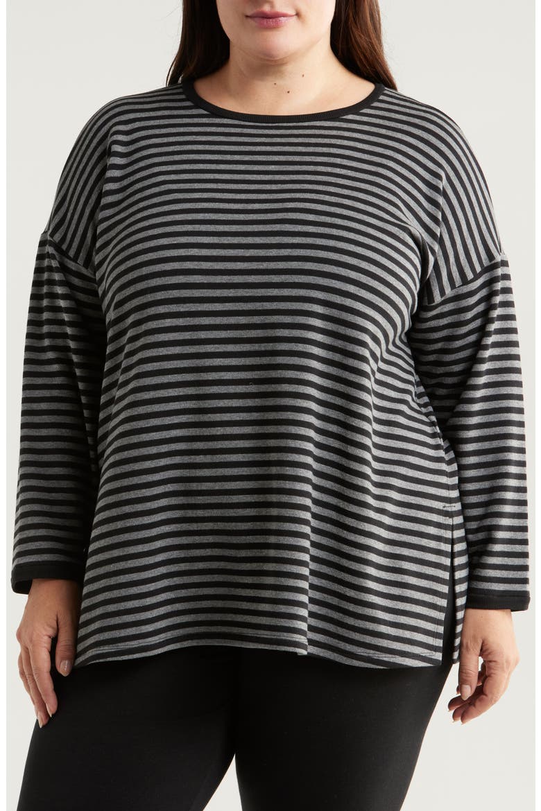 Stripe Long Sleeve Top, Main, color, BLACK/ ASH