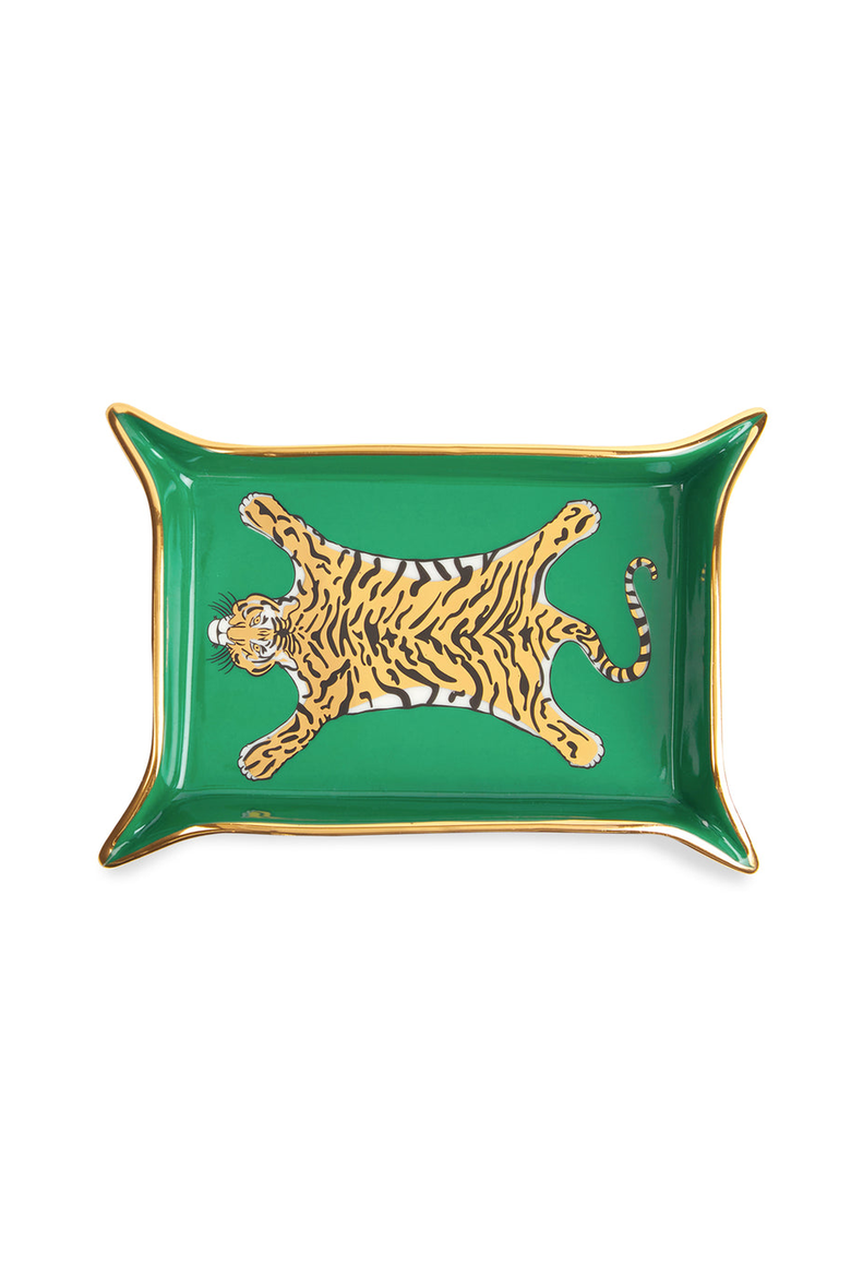 Tiger Valet Tray, Main, color, Green / Gold