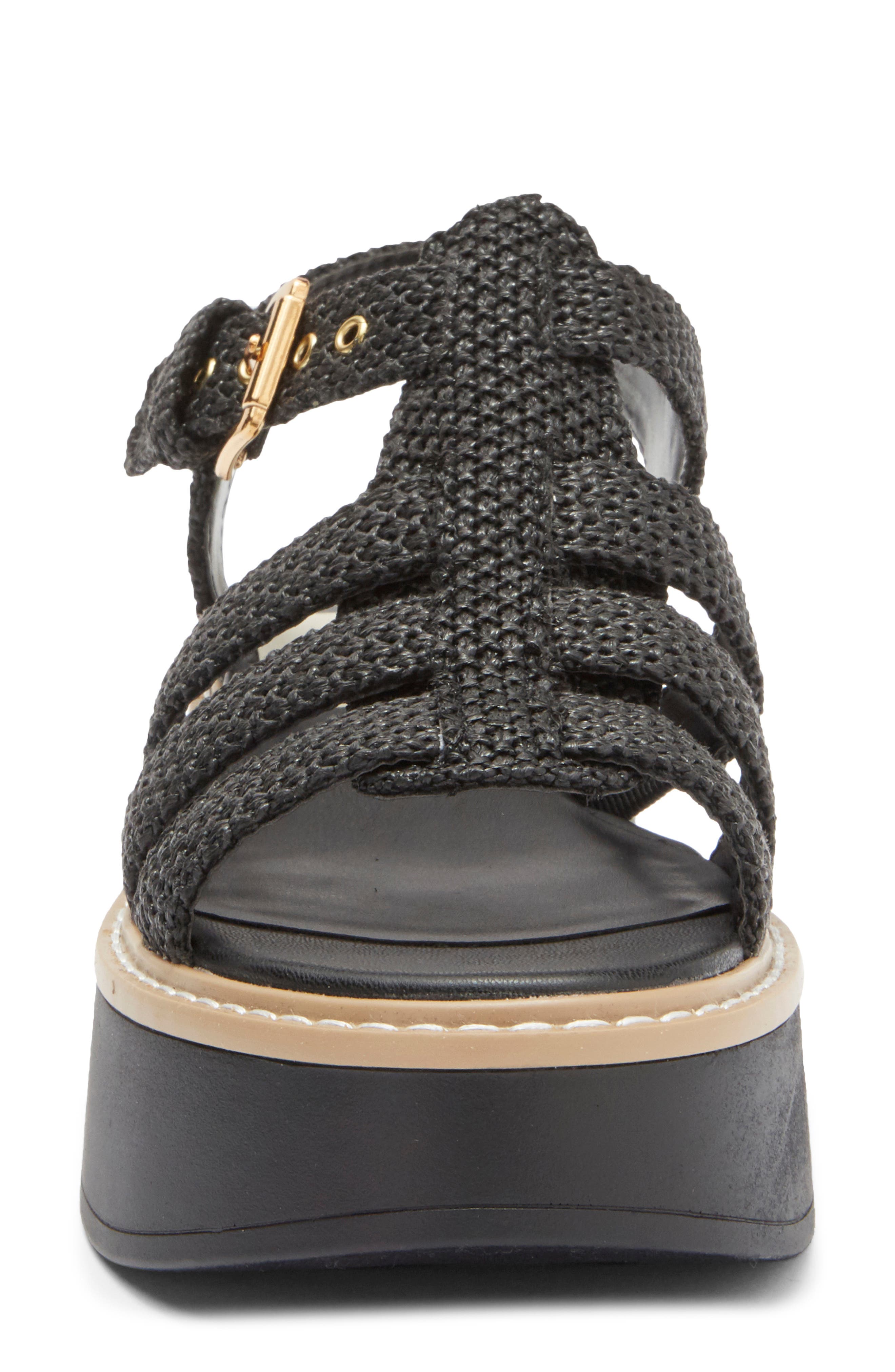 Dolce Vita Liani Platform Sandal, Alternate, color, Onyx Raffia