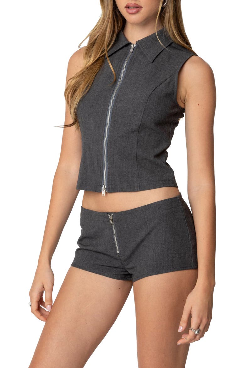 Allie Sleeveless Zip-Up Top, Alternate, color, DARK-GRAY