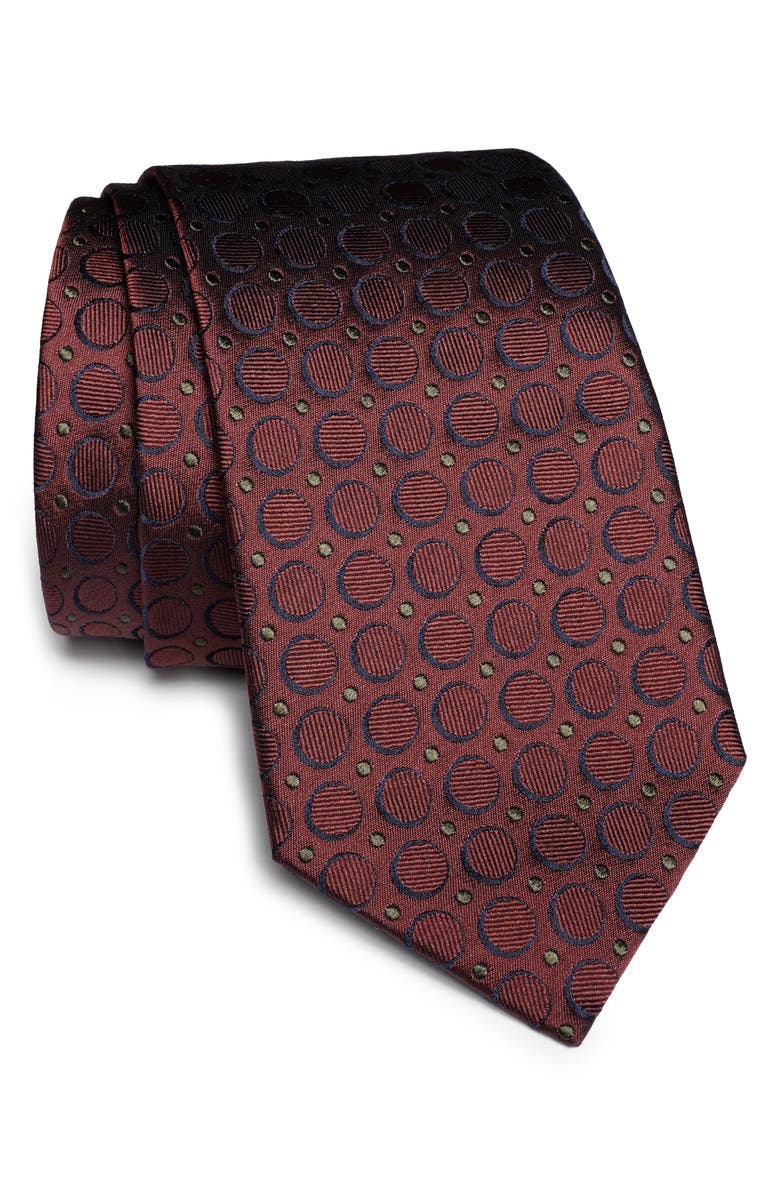 Jack Victor Lorimer Medallion Print Silk Tie, Main, color, Red