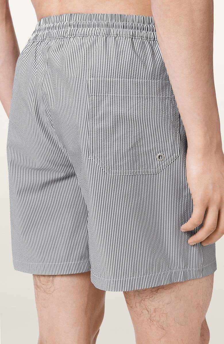 AllSaints Ciper Stripe Swim Trunks, Alternate, color, Chalk White/ Blue