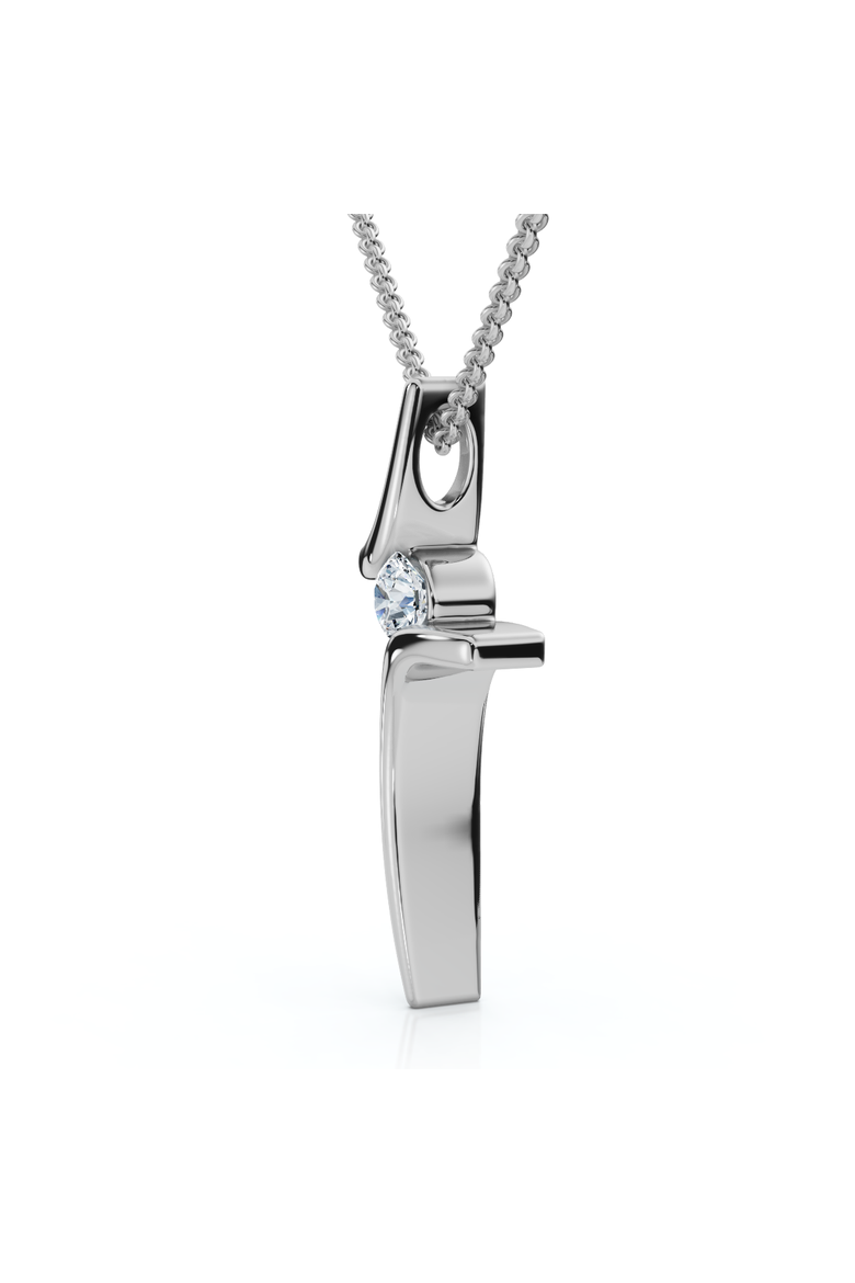 Diamond Cross Pendant Gold 18" Necklace 5/8" Tall Lab G, Alternate, color, White Gold