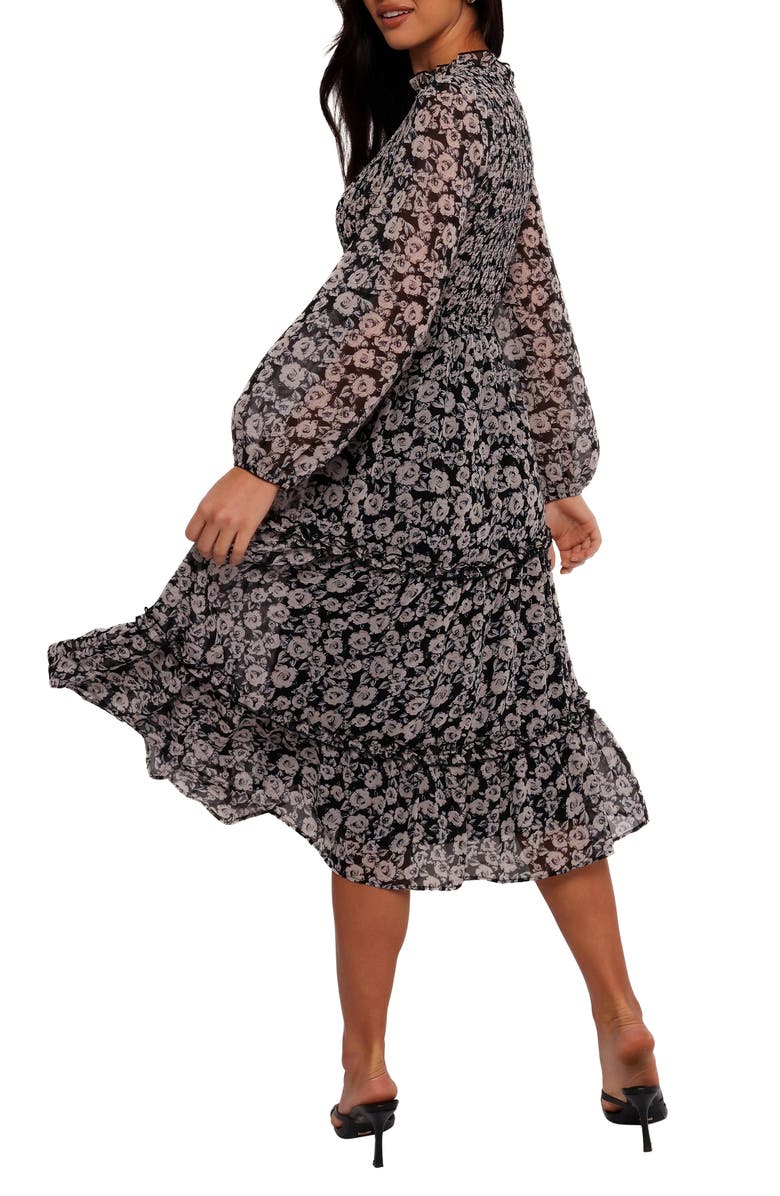 Petal & Pup Edwina Floral Long Sleeve Tiered Midi Dress, Alternate, color, 