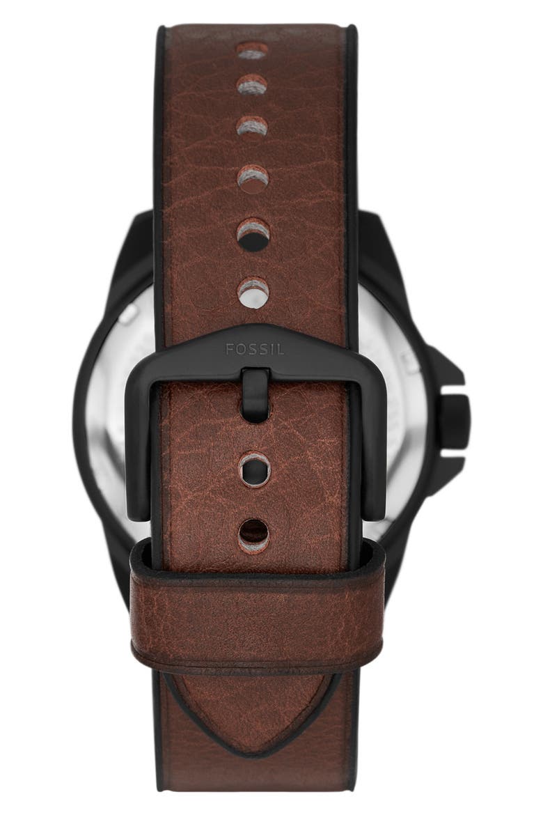 Bronson Leather Strap Watch, 40mm, Alternate, color, BROWN/BLACK