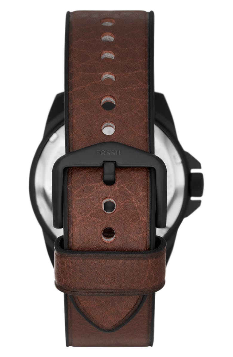 Fossil Bronson Leather Strap Watch, 40mm, Alternate, color, 