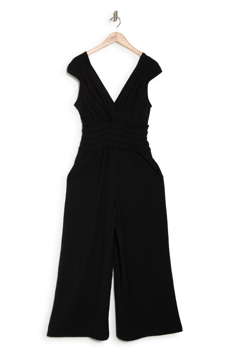 MAX STUDIO V-Neck Cap Sleeve Jumpsuit, Alternate, color, Black
