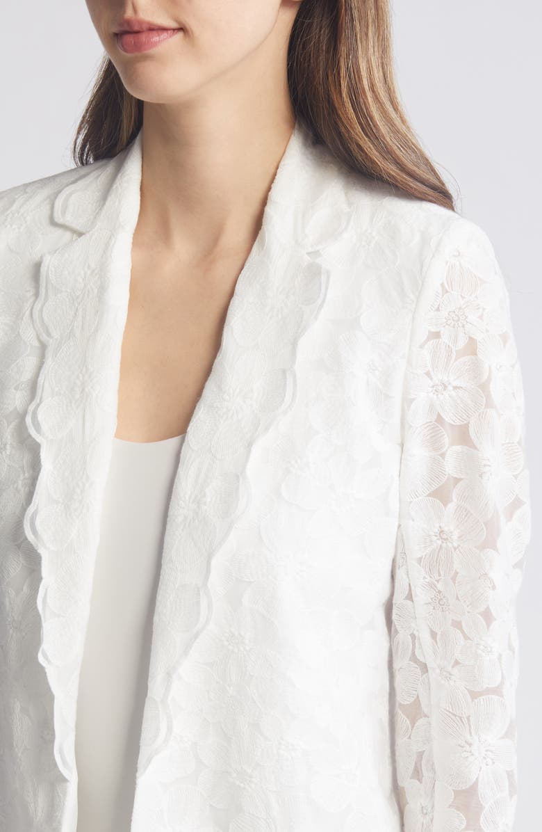 Anne Klein Scallop Edge Floral Lace Jacket, Alternate, color,