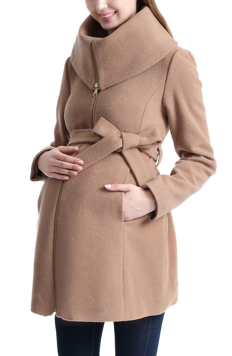 Kimi & Kai Mia Maternity Wool Coat, Alternate, color, Camel
