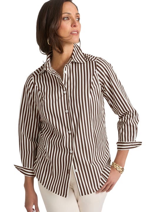 Jessica London Wrinkle-free Stretch Poplin Shirt In Neutral