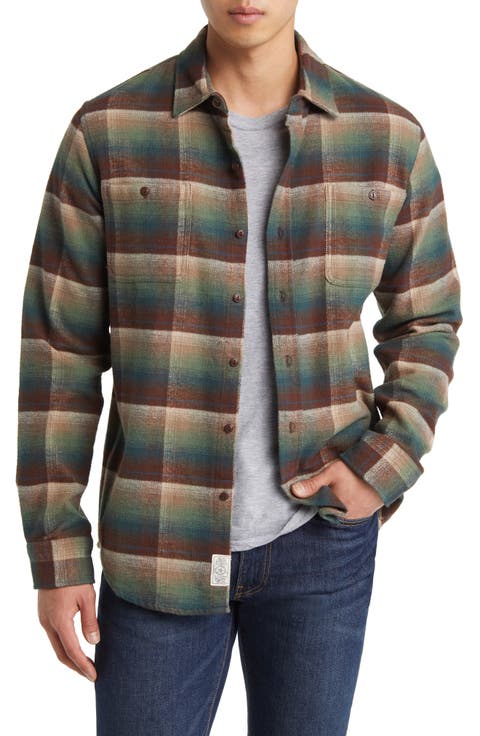 Two-Pocket Long Sleeve Flannel Button-Up Shirt