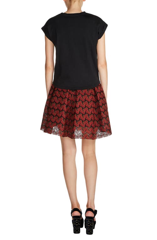 Maje Julian Pleated Jacquard Skirt In Red