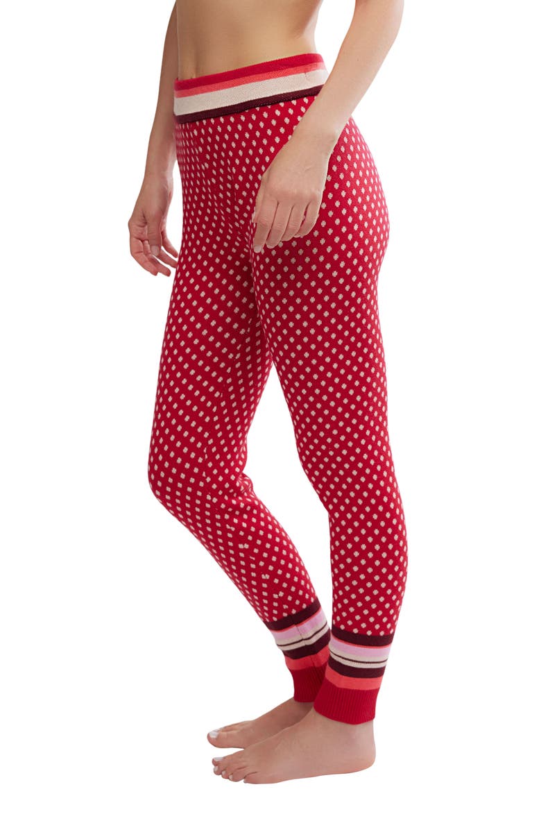 Free People Falala Fair Isle Leggings, Alternate, color, Red Peppermint Dot