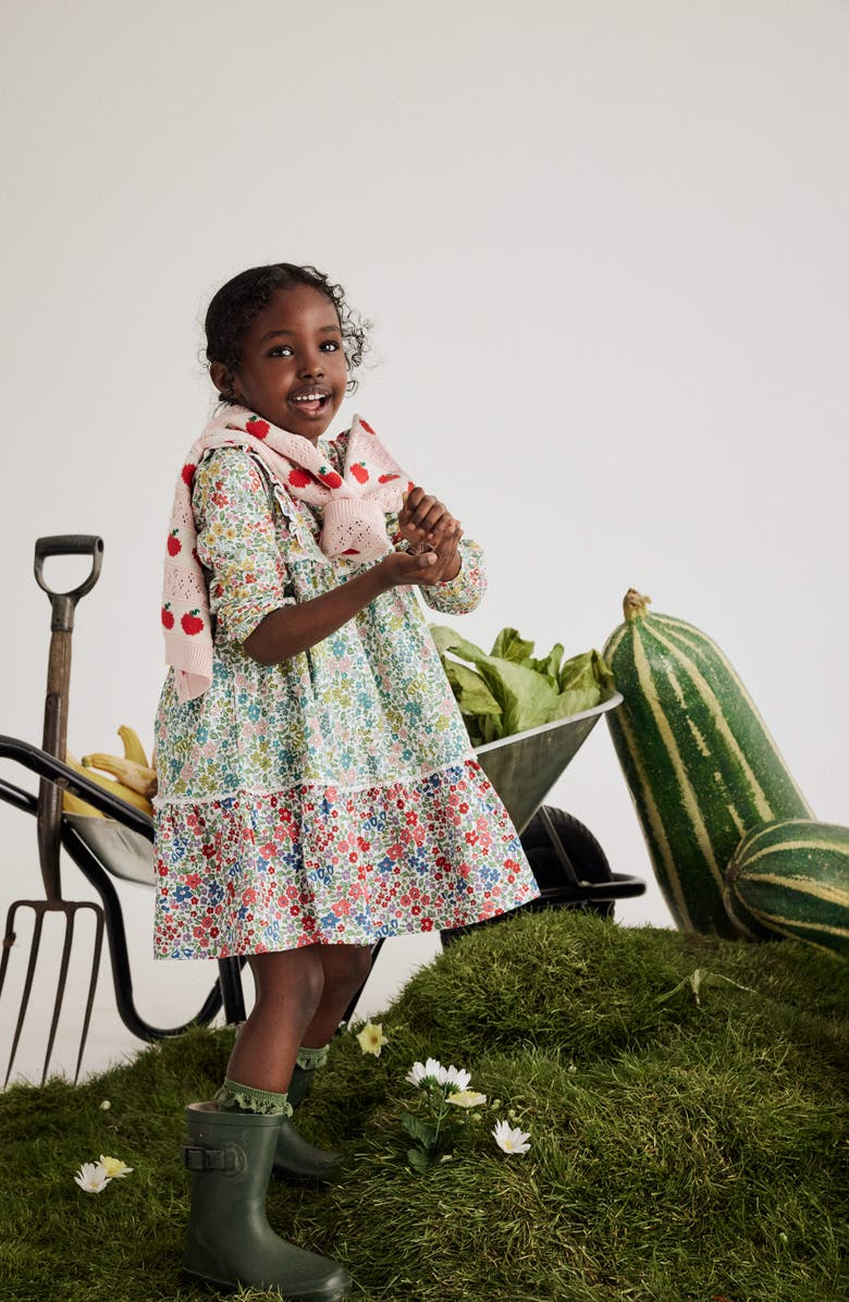 Mini Boden Kids' Hotchpotch Long Sleeve Tiered Cotton Dress, Alternate, color, Hotchpotch Flowerbed