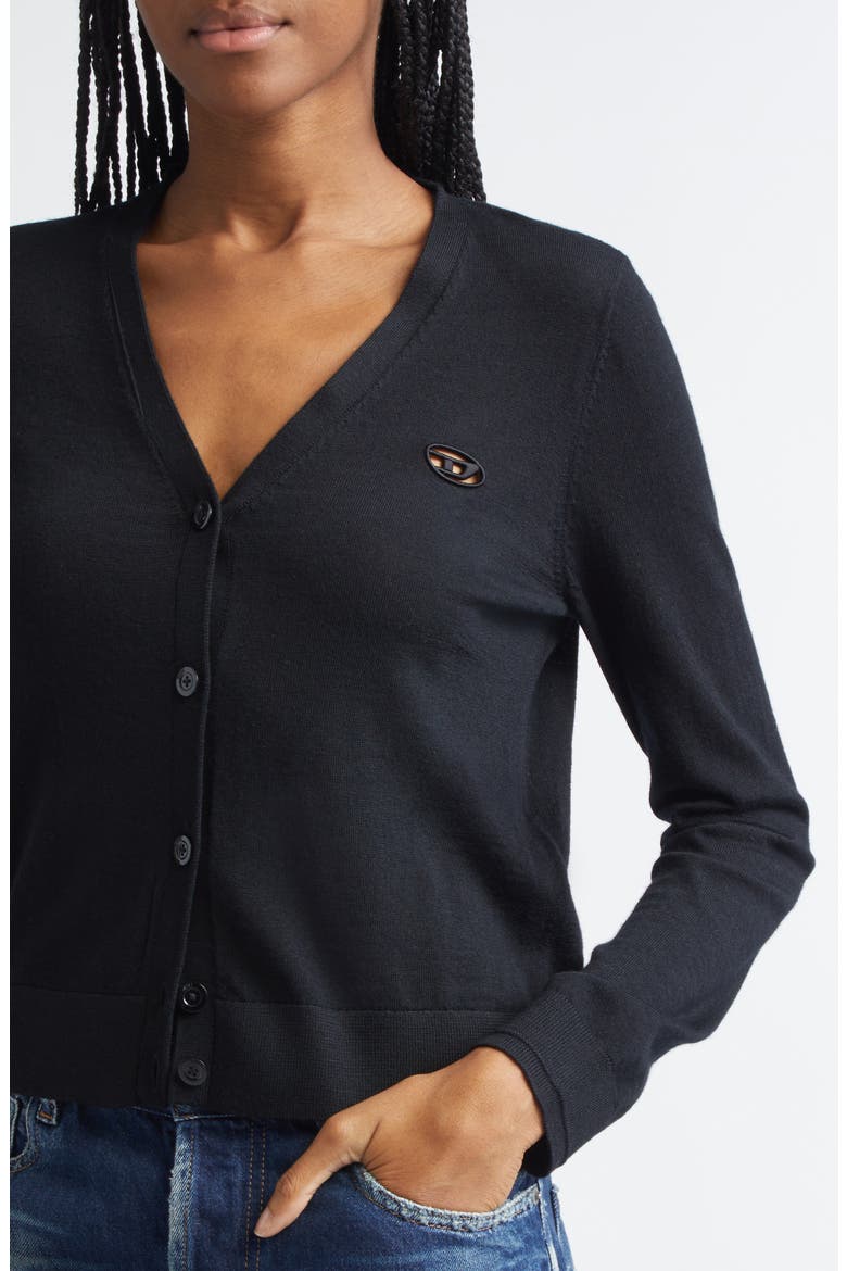 M-Alima Oval D Logo Wool Cardigan, Alternate, color, DEEP/BLACK