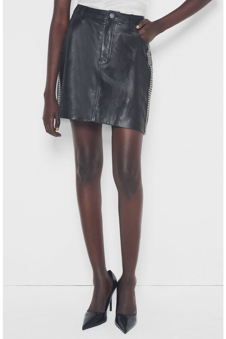 Ryder Upcycled Leather Skirt, Alternate, color, Black