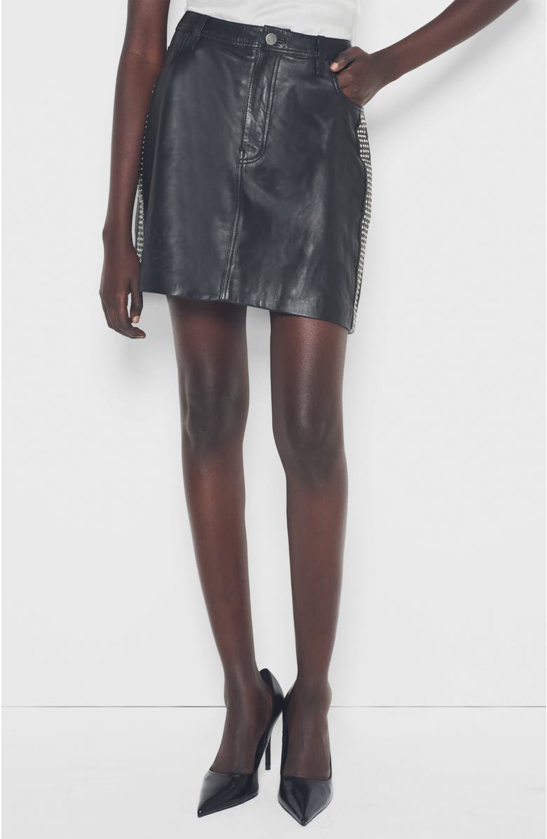 AS by DF Ryder Upcycled Leather Skirt, Alternate, color, Black