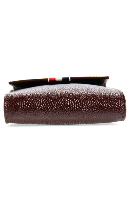 Thom Browne Leather Crossbody Phone Bag In Burgundy