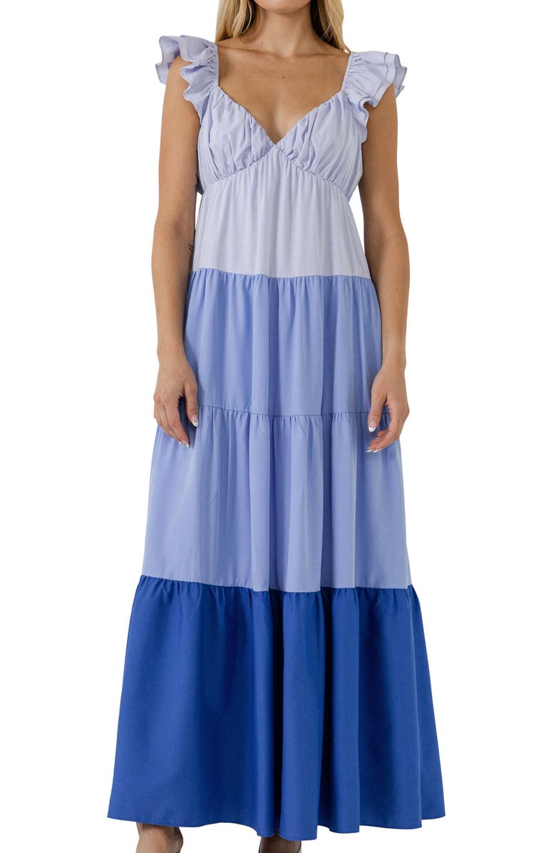 English Factory Colorblock Tiered Maxi Dress, Alternate, color, 