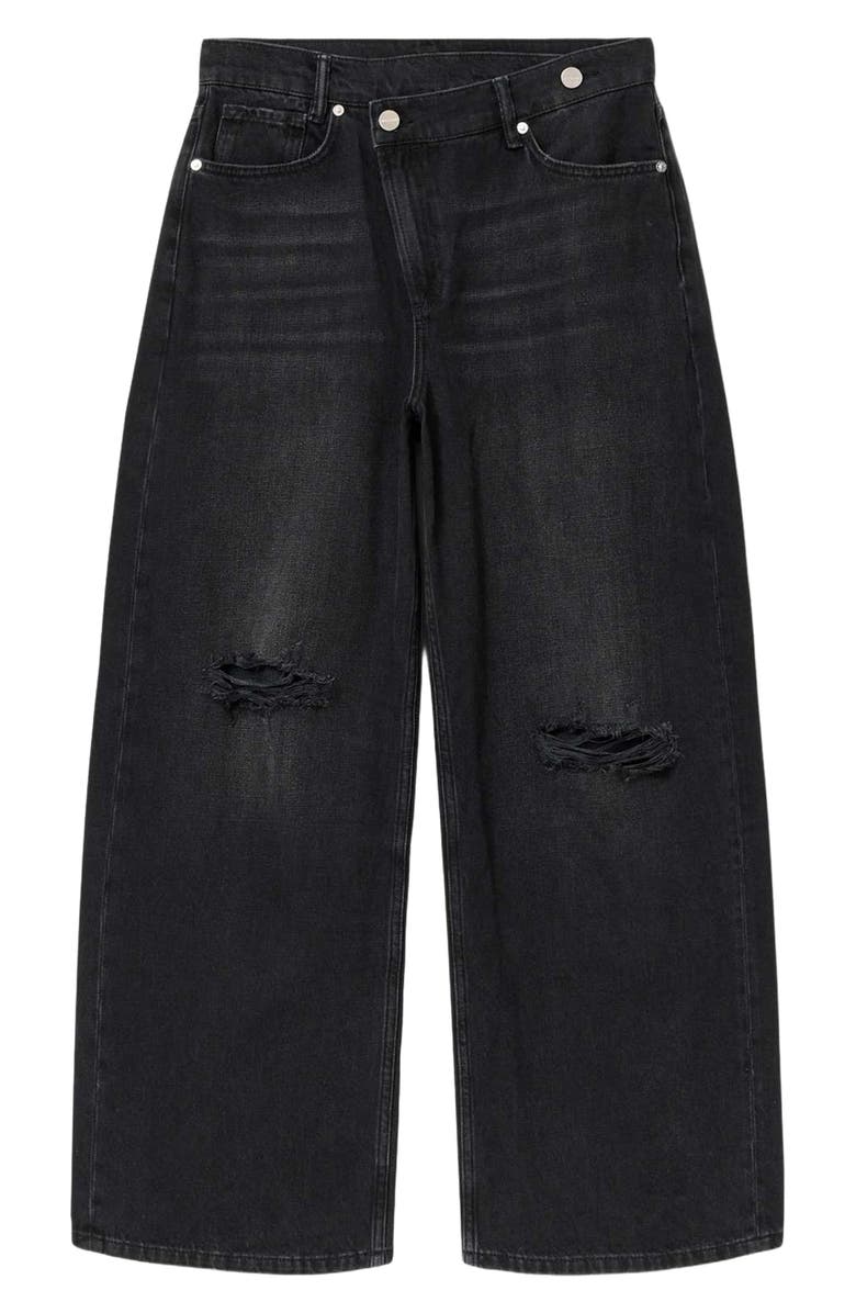 AllSaints Aki Crossover Ripped Wide Leg Jeans, Alternate, color, Destroy Black