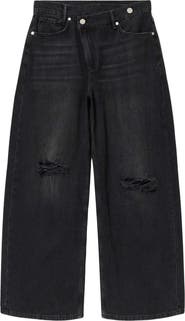 AllSaints Aki Crossover Ripped Wide Leg Jeans