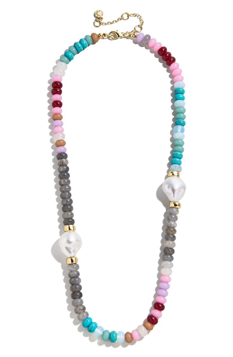 BaubleBar Delaney Semiprecious Bead Necklace, Main, color, Blue
