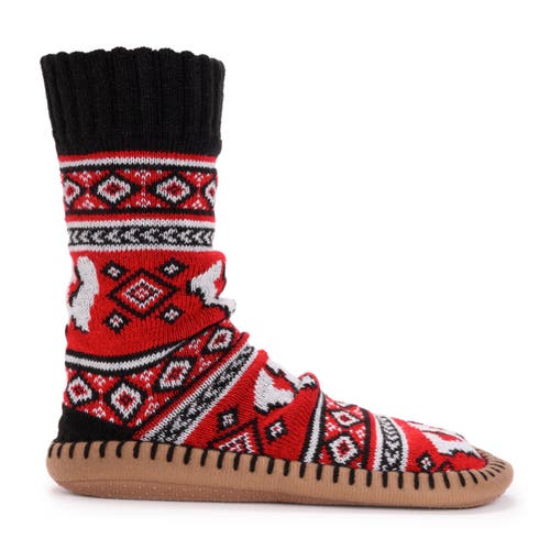 Muk Luks Gameday Slipper Socks In Red