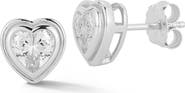 GLAZE JEWELRY Cubic Zirconia Bezel Set Heart Stud Earrings