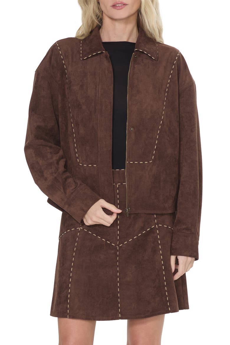 Avyanna Faux Suede Jacket, Main, color, FUDGE BROWN