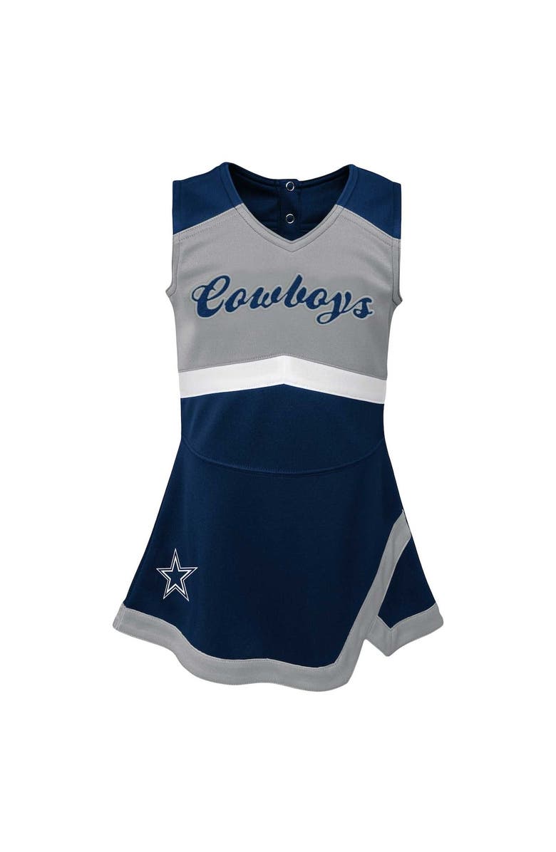 Outerstuff Girls Infant Navy Dallas Cowboys Cheer Captain Jumper Dress, Alternate, color, Navy