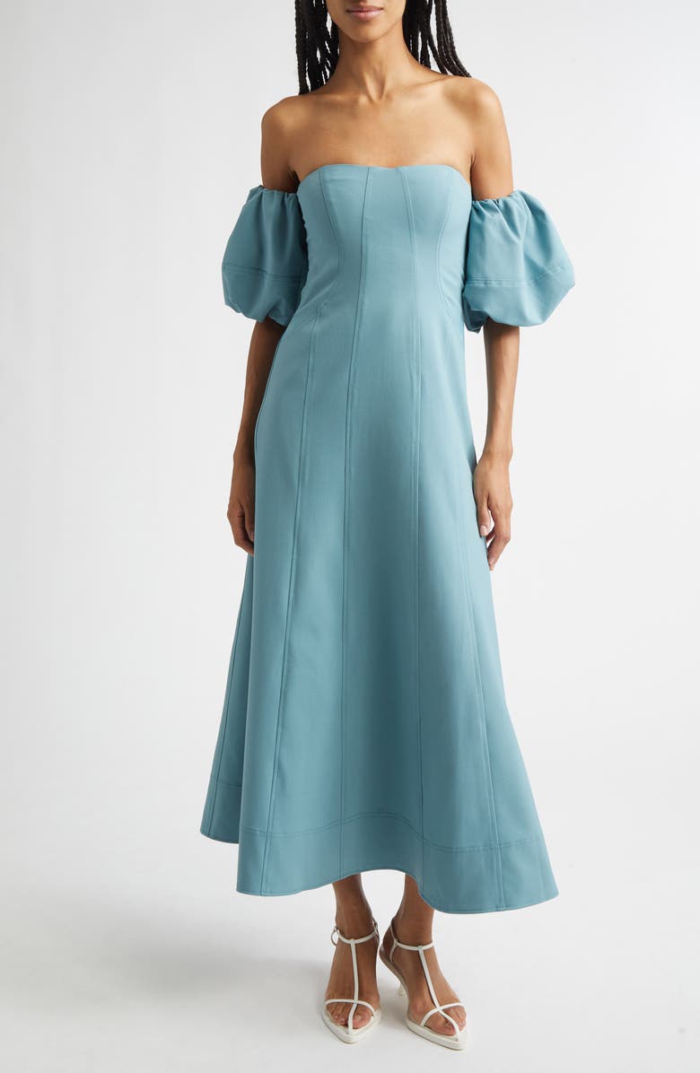 Ulla Johnson Nina Off the Shoulder Dress, Main, color, Ocean