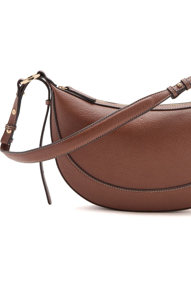 MANGO Oval Faux Leather Shoulder Bag, Alternate, color, Leather