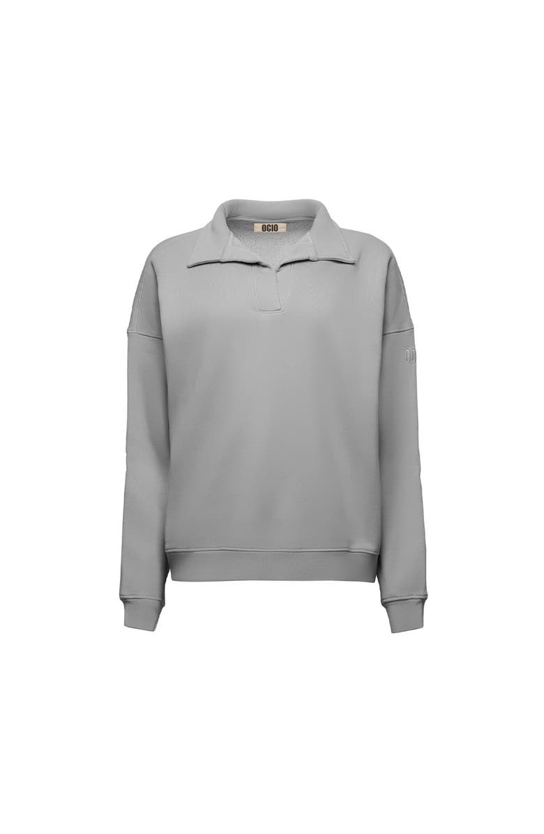 Ocio Organic Cotton Teddy Polo Crew, Alternate, color, Ash