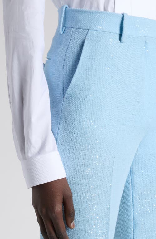 Tom Ford Tailored Sequin Wool Blend Crepe Straight Leg Pants In Blue
