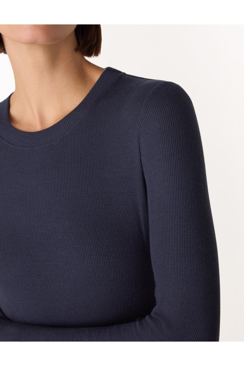 Essential Ribbed Crewneck Knit Top, Alternate, color, Navy