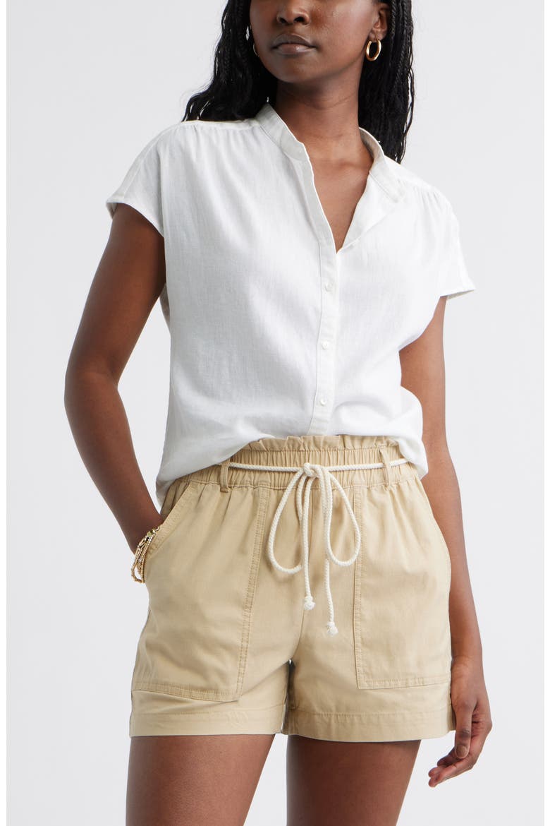Linen Blend Shirt, Main, color, WHITE